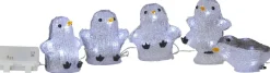 CRYSTALO Utomhusdekoration Pingviner Batteri 12cm 40LED Grå