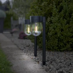 CUPOLA Solcells-pollare 2-Pack 30cm Svart