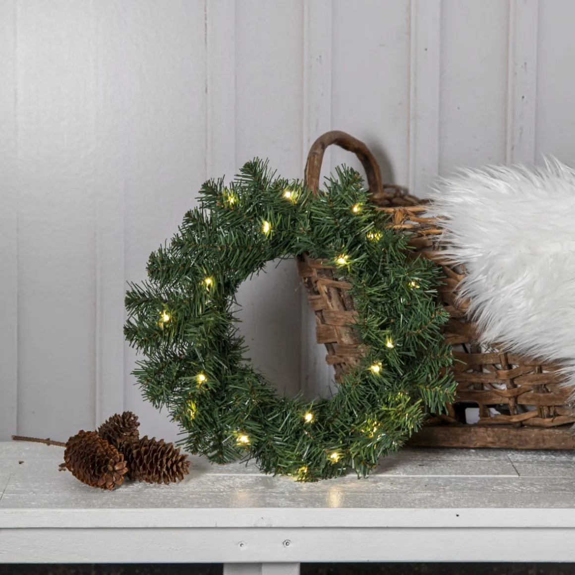 DALBO Krans Batteri 40cm 20LED Grön