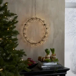 DEW DROP FLOWER Krans 35cm 270LED Varmvit/Svart