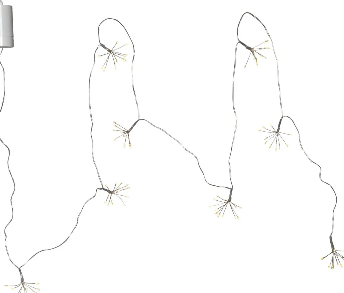 DEW DROP FLOWER Ljusslinga Batteri 2,1m 8LED Daylight/Silver IP44