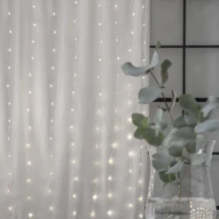 DEW DROP Ljusgardin 1*2m 200LED Varmvit/Silver