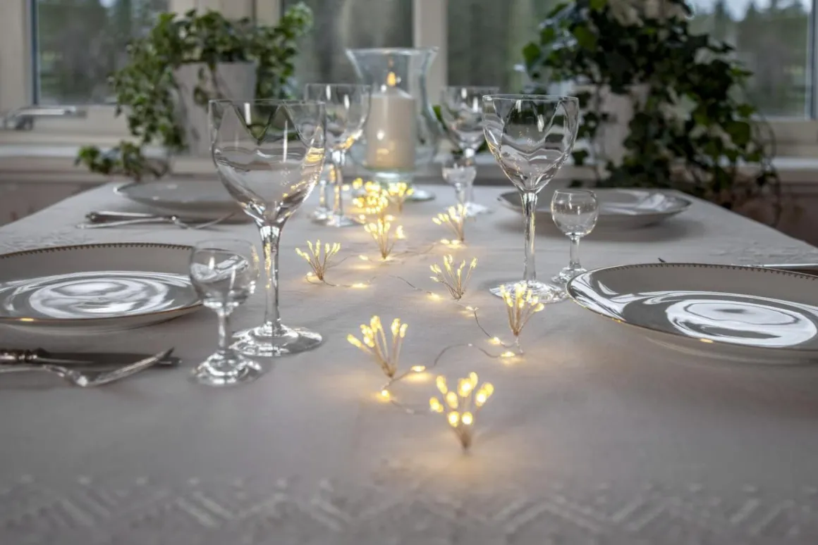 DEW DROP Ljusslinga Batteri 1,4m 120LED Varmvit/Silver