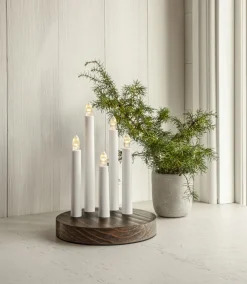 DORIS Ljusstake Batteri 17,5cm LED Vit/Trä