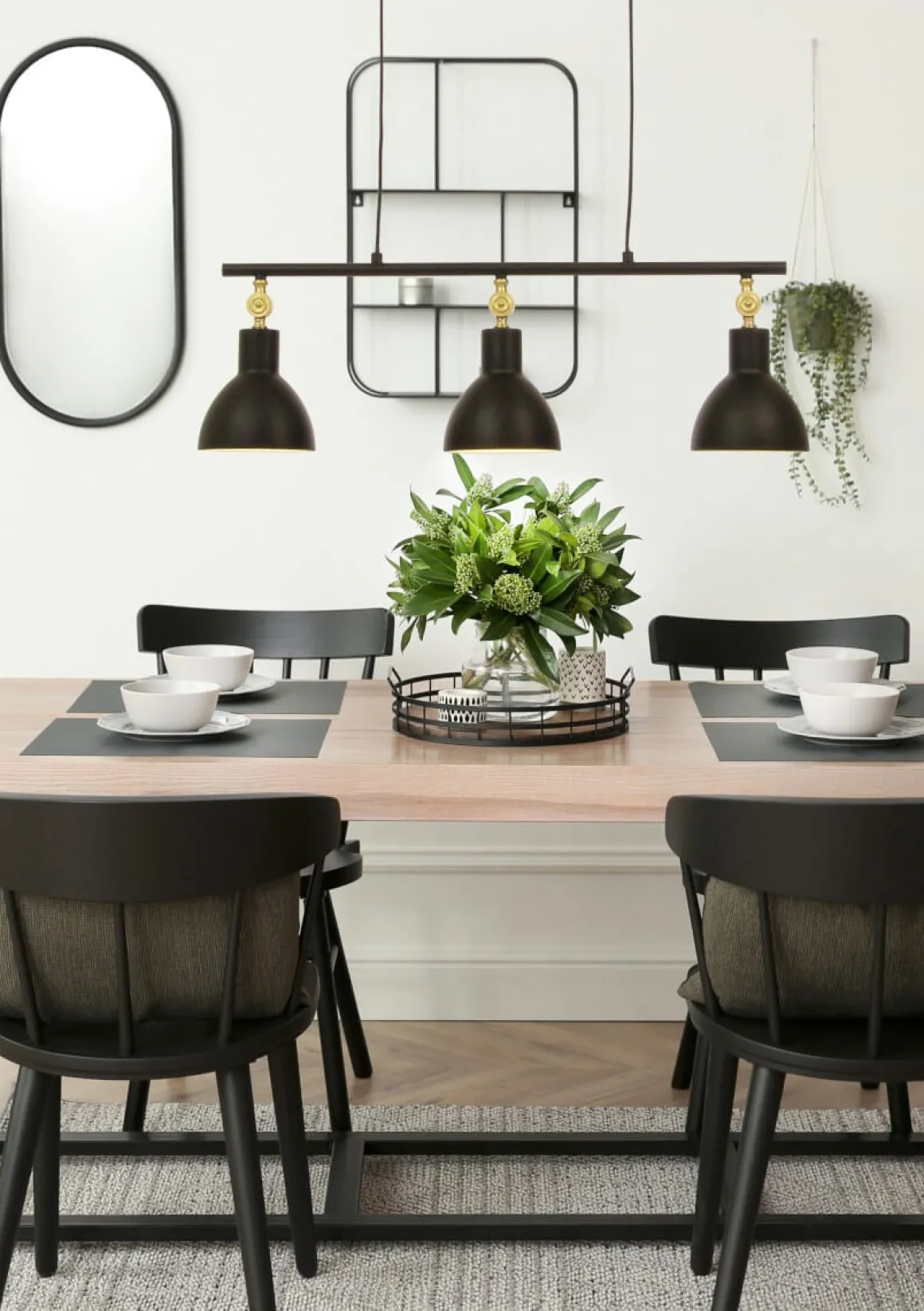 DUBLIN Taklampa 3:a 76cm Svart/Matt Mässing