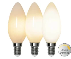 E14 Kronljus 3-Steg Dimbar Minne Opal 4W 2700K 380lm LED-Lampa