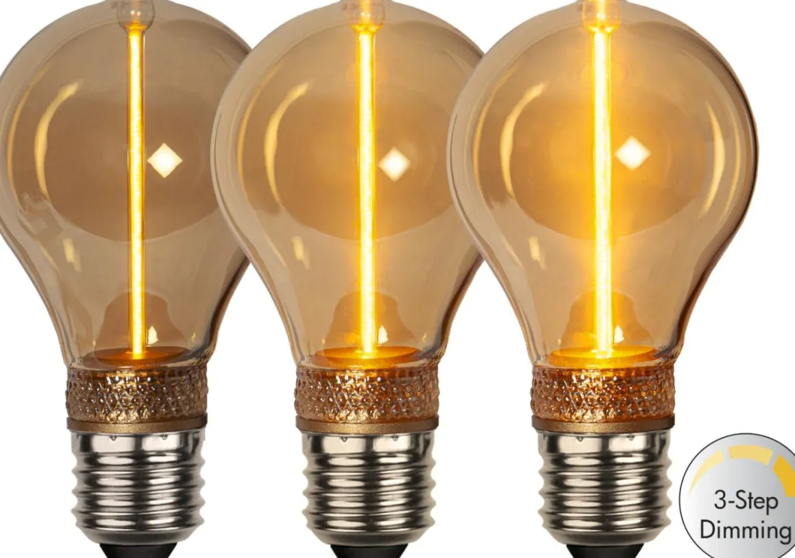 E27 Normal 3-Steg Dimbar Minne DecoLed 2W 1800K 100lm Amber