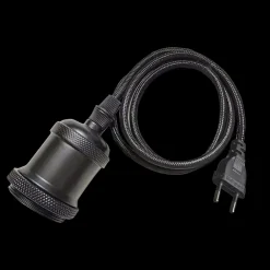 E27 Pendelupphäng 3,5m textilkabel Mattsvart