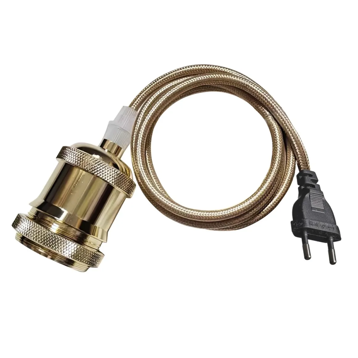 E27 Pendelupphäng 3,5m textilkabel Blank Mässing