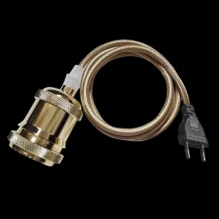 E27 Pendelupphäng 3,5m textilkabel Blank Mässing