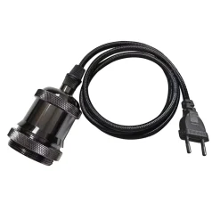 E27 Pendelupphäng 3,5m textilkabel Svartkrom