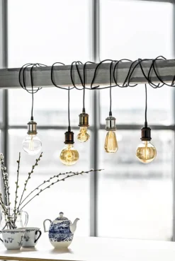 E27 Pendelupphäng 3,5m textilkabel Krom