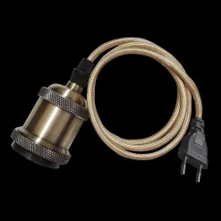 E27 Pendelupphäng 3,5m textilkabel Antikmässing