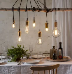 E14 Sladdställ Fade Textil 3,5m Mässing