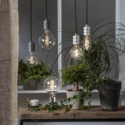 E27 Sladdställ Lens Textil 3,5m Zink