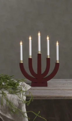 ELI Träljusstake 7L 47cm Röd