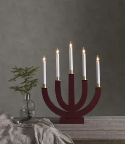 ELI Träljusstake 7L 47cm Röd