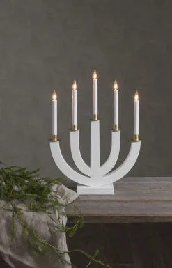 ELI Träljusstake 7L 47cm Vit