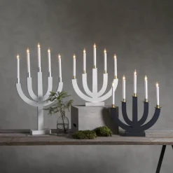 ELI Träljusstake 7L 47cm Vit