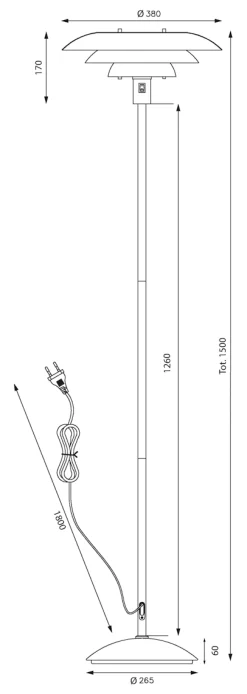 EPSILON Golvlampa 150cm Svart