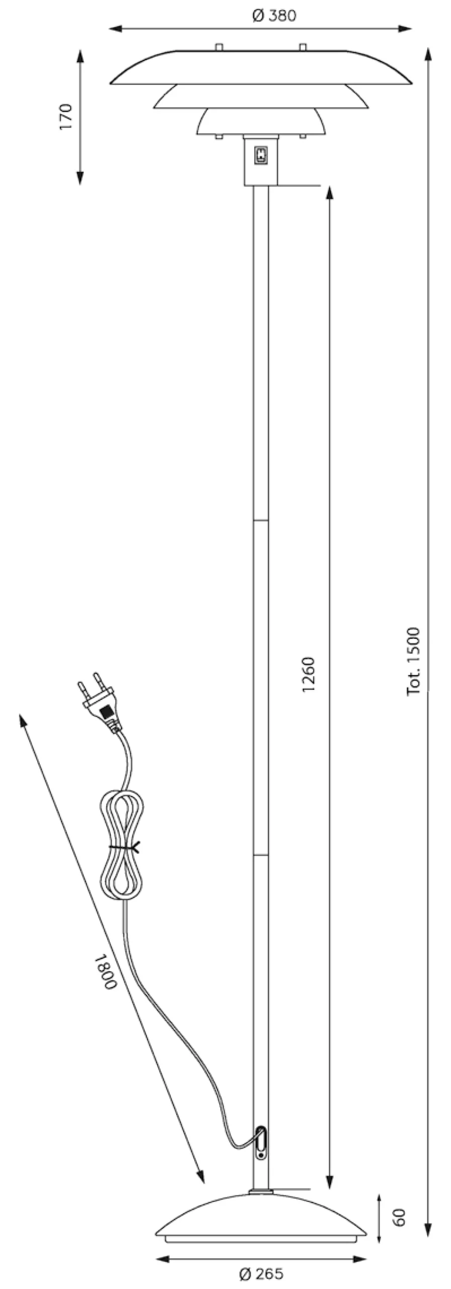 EPSILON Golvlampa 150cm Vit