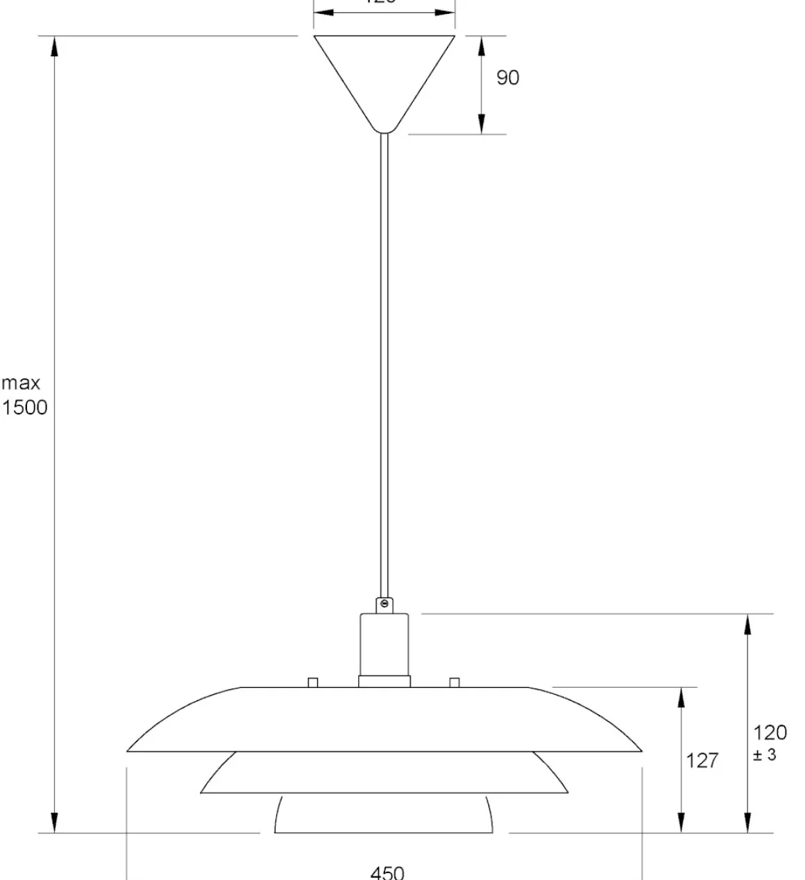 EPSILON Taklampa 45cm Matt Mässing