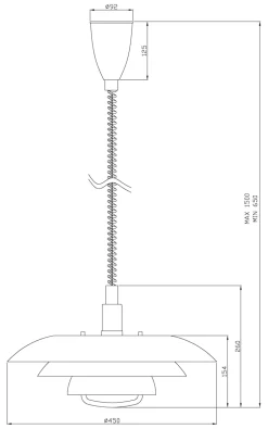 EPSILON Taklampa med hiss 45cm Svart