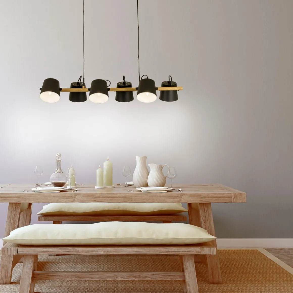 ESPRESSO Takpendel 6L 100cm Svart/Trä