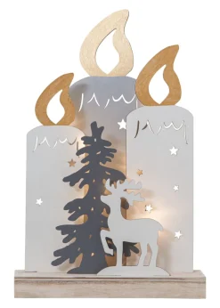 FAUNA Batteridekoration Julmotiv 34cm Vit