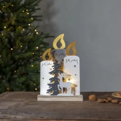 FAUNA Batteridekoration Julmotiv 34cm Vit