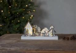 FAUNA Batteridekoration Julmotiv 28cm Vit