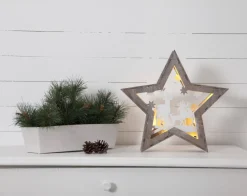 FAUNA Bordsdekoration 32cm 10LED Brun