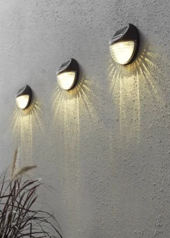 FENCY 3-PACK Solcells-Vägglykta 11cm Brun