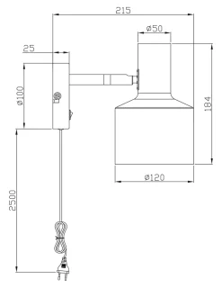 FERDINAND Vägglampa 22cm Svart