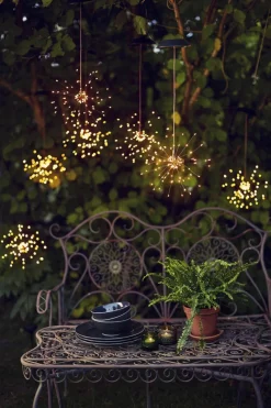 FIREWORK SOLAR Hängande Solcells-dekoration 45cm IP44 Svart