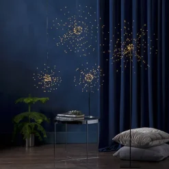 FIREWORK Stjärna på fot 50cm 120LED Silver/Varmvit