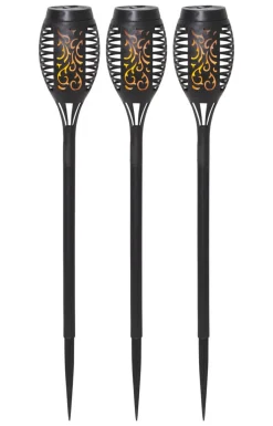FLAME MINI Solcells-pollare 3-Pack 40cm Svart