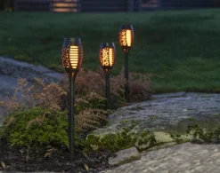 FLAME MINI Solcells-pollare 3-Pack 40cm Svart