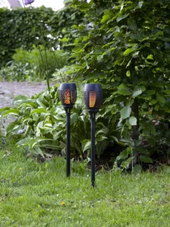 FLAME Solcellsfackla 9cm Svart IP44