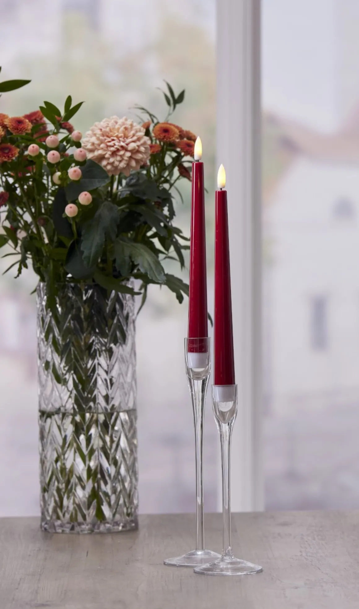 FLAMME CANDY Antikljus 2-pack 26cm Röd