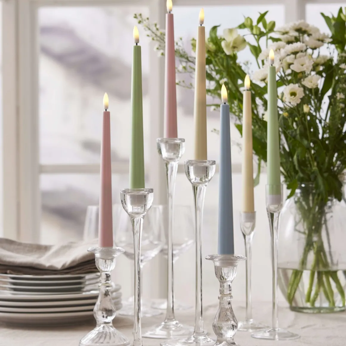 FLAMME CANDY LED-Antikljus 2-pack 26cm Gul