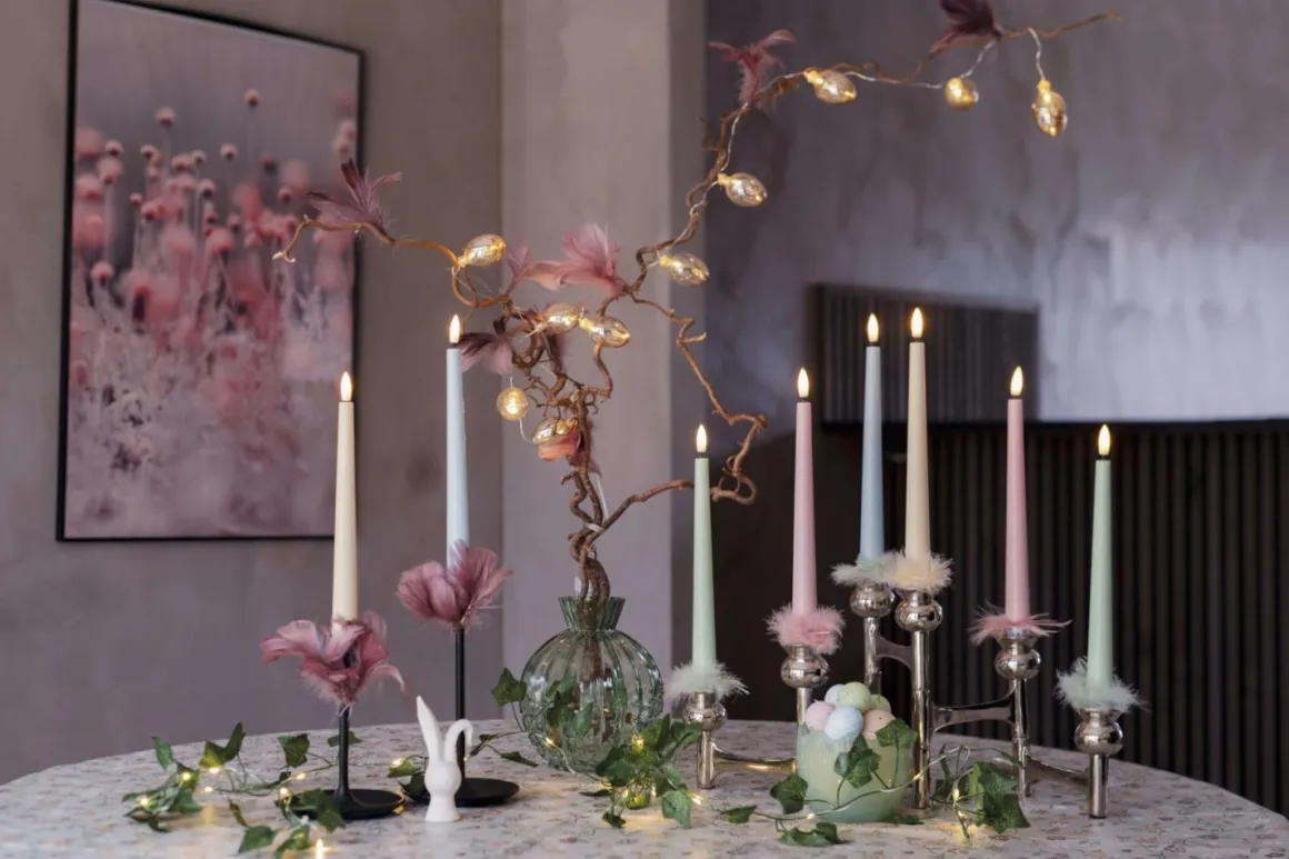 FLAMME CANDY LED-Antikljus 2-pack 26cm Rosa