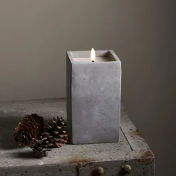 FLAMME CEM LED-Blockljus Batteri 16,5cm Grå