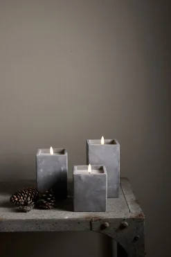 FLAMME CEM LED-Blockljus Batteri 16,5cm Grå