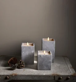 FLAMME CEM LED-Blockljus Batteri 11,5cm Grå