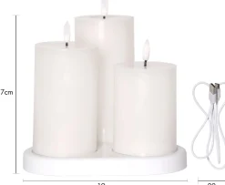 FLAMME CHARGE Blockljus 3-pack 15cm