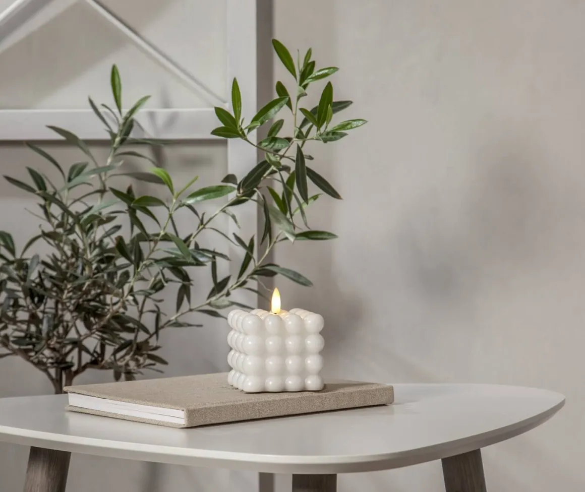 FLAMME DOT LED-Blockljus Batteri 9,5cm Vit