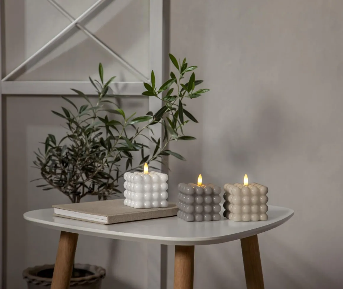 FLAMME DOT LED-Blockljus Batteri 9,5cm Vit