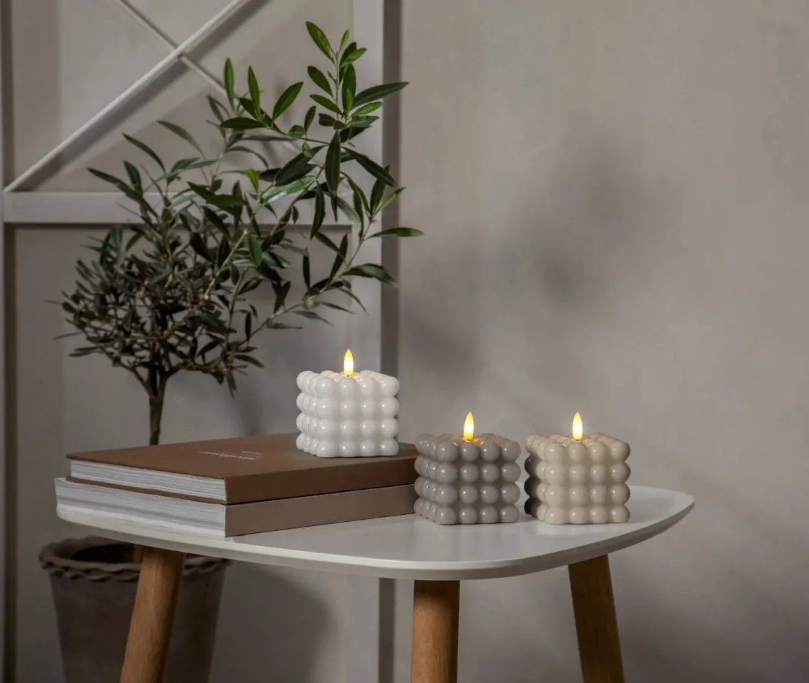 FLAMME DOT LED-Blockljus Batteri 9,5cm Vit