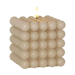 FLAMME DOT LED-Blockljus 12,5cm Beige